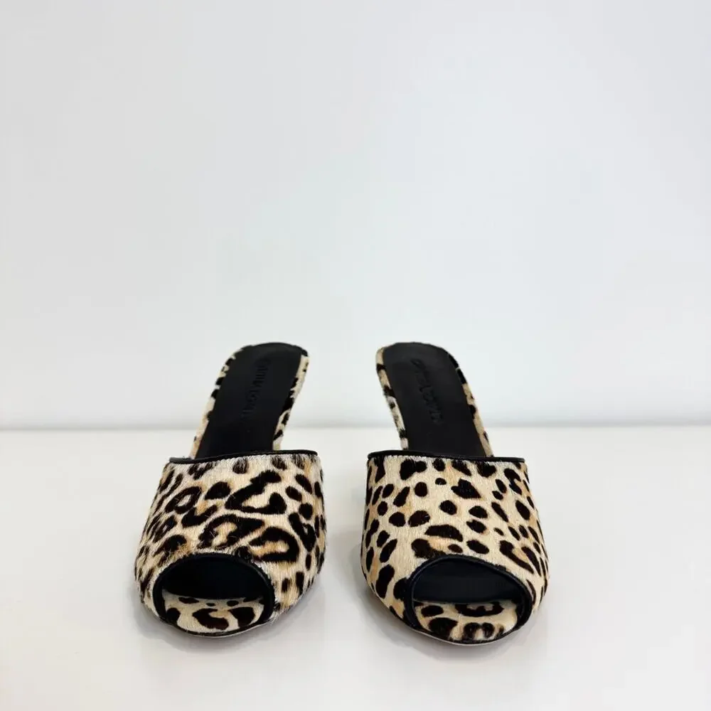 Cynthia Rowley Leopard Print Calf Hair Peep Toe Wedges 7.5